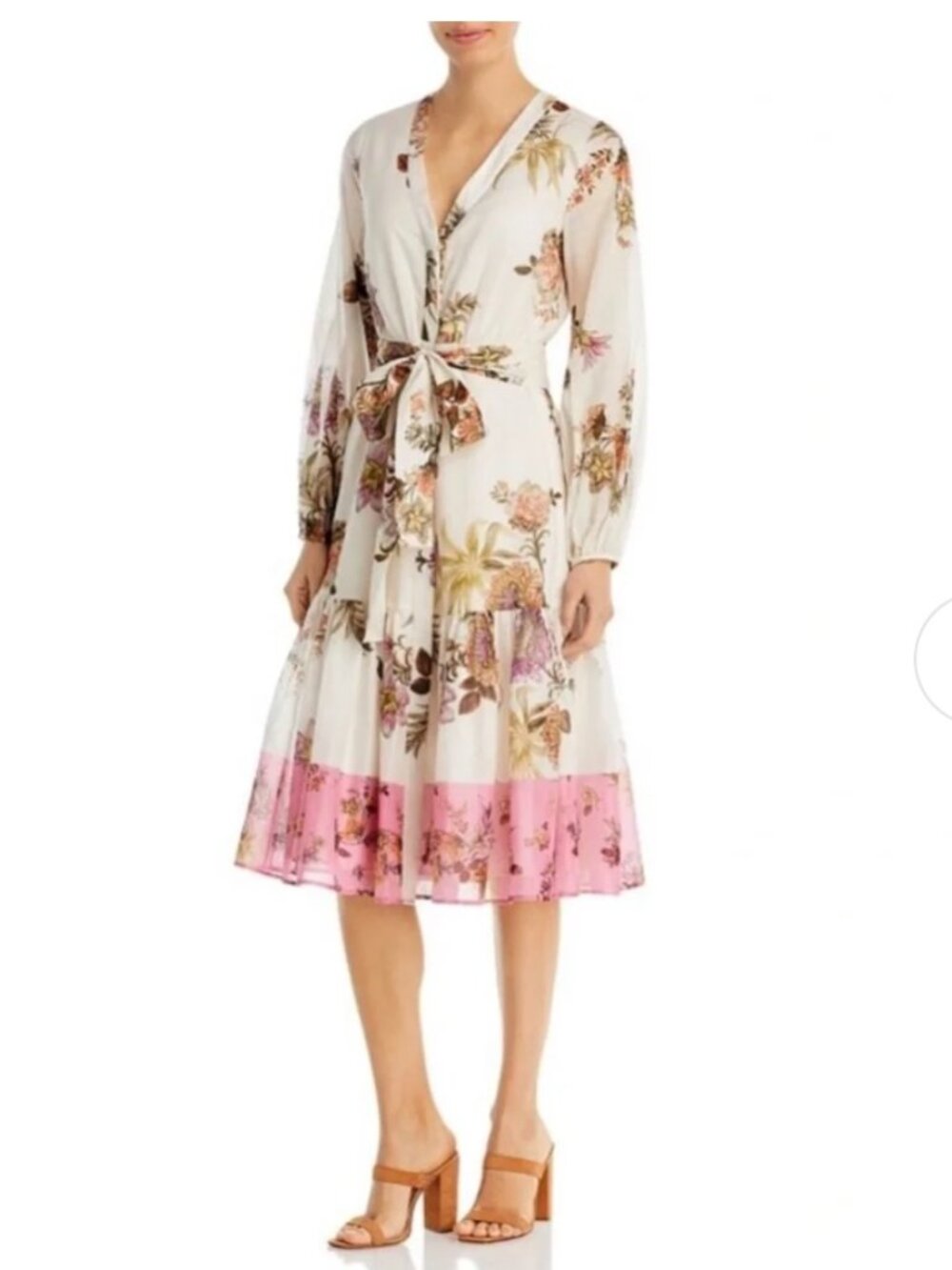 Kobi Halperin Denise Floral Belted Midi-Dress Size Small
